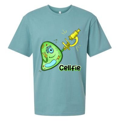 Cellfie Science Joke Biology Cell & Microscope Selfie Pun Sueded Cloud Jersey T-Shirt