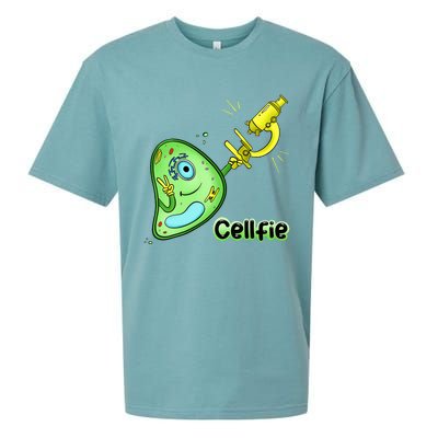 Cellfie Science Joke Biology Cell & Microscope Selfie Pun Sueded Cloud Jersey T-Shirt