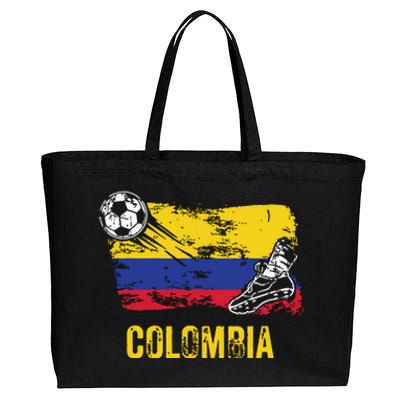 Colombia Soccer Jersey Fan Gallery Cheer Lady Mom Family Cotton Canvas Jumbo Tote