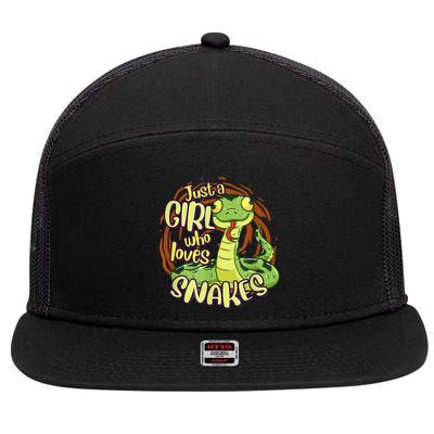 Cute Snake Just A Girl Who Loves Snakes 7 Panel Mesh Trucker Snapback Hat