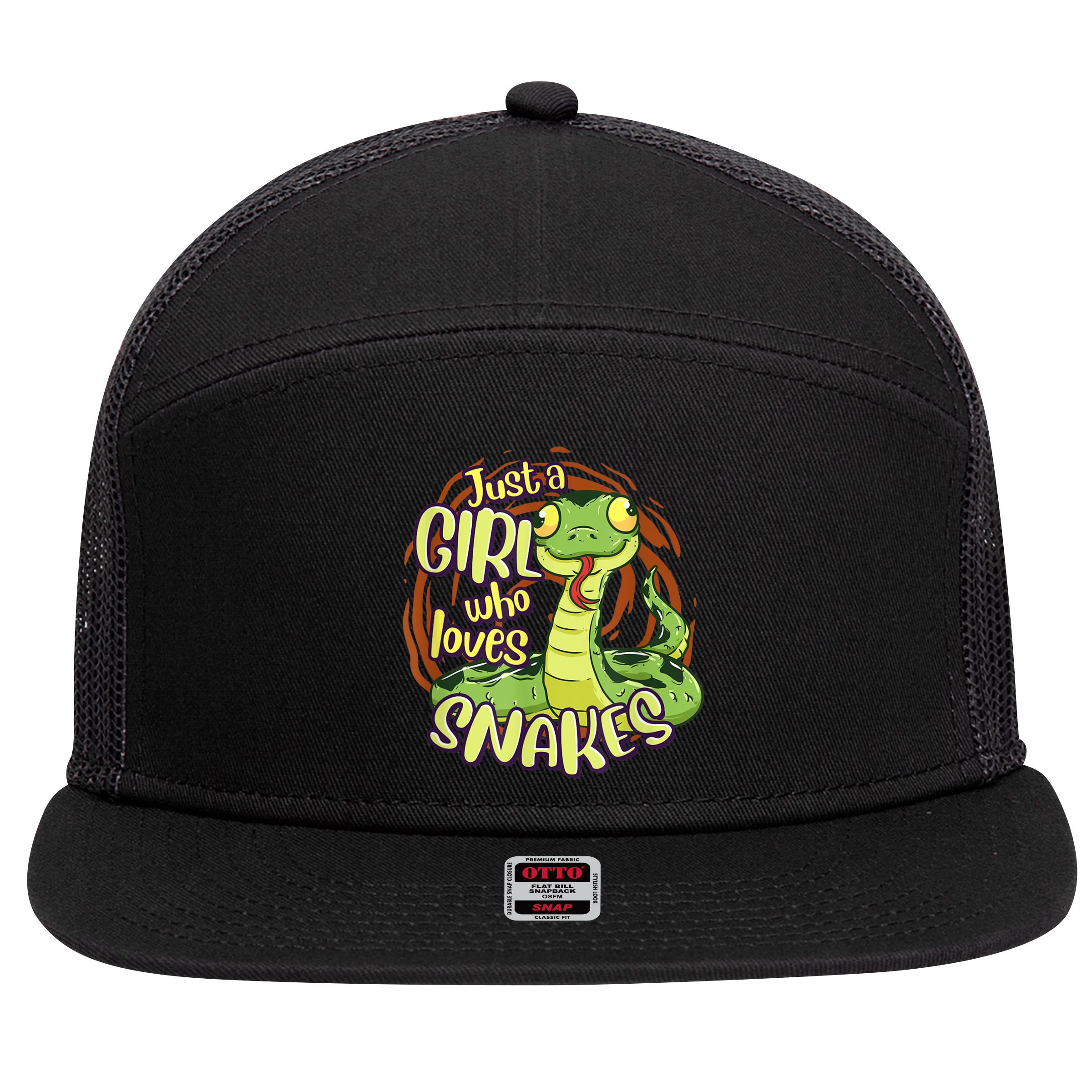 Cute Snake Just A Girl Who Loves Snakes 7 Panel Mesh Trucker Snapback Hat