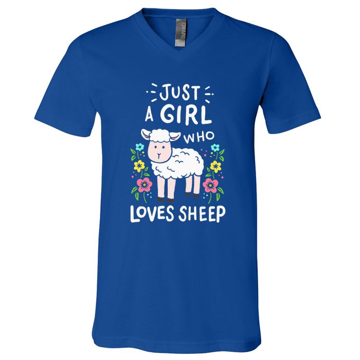 Cute Sheep Just A Girl Who Loves Sheep V-Neck T-Shirt