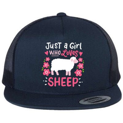 Cool Sheep Just A Girl Who Loves Sheep Funny Gift For Sheep Lovers Flat Bill Trucker Hat