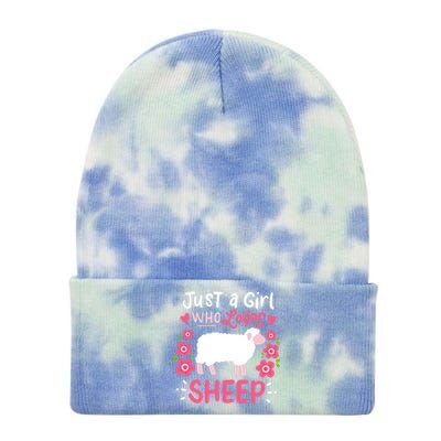 Cool Sheep Just A Girl Who Loves Sheep Funny Gift For Sheep Lovers Tie Dye 12in Knit Beanie