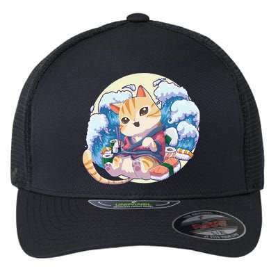 Cat Sushi Japanese Anime Kawaii Neko Flexfit Unipanel Trucker Cap