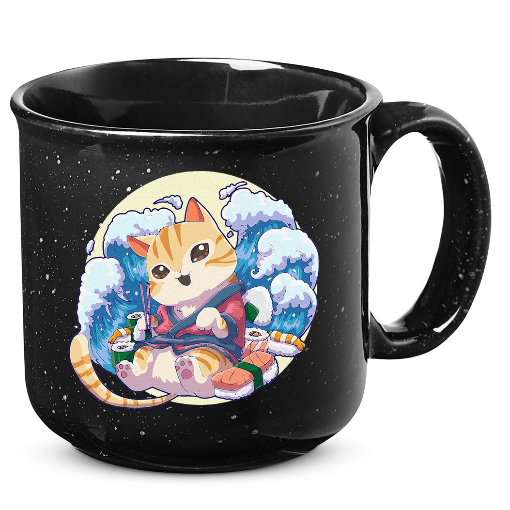 Cat Sushi Japanese Anime Kawaii Neko 15oz Campfire Ceramic Mug