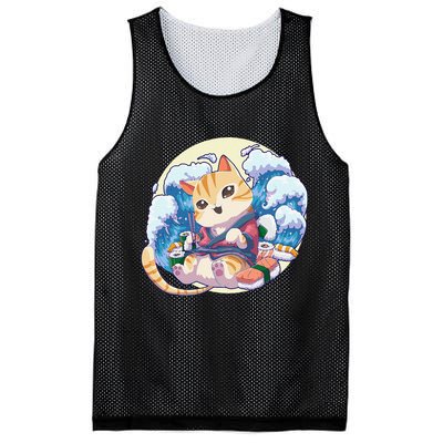 Cat Sushi Japanese Anime Kawaii Neko Mesh Reversible Basketball Jersey Tank