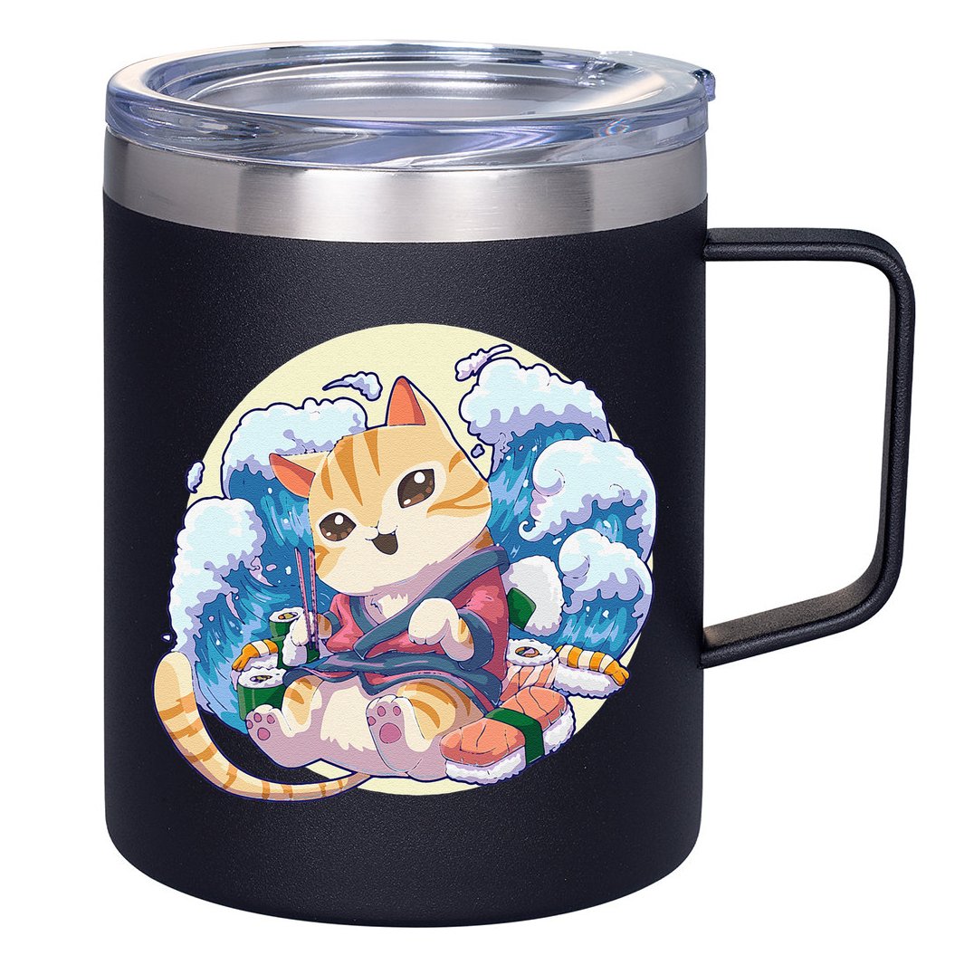 Cat Sushi Japanese Anime Kawaii Neko 12oz Stainless Steel Coffee Mug