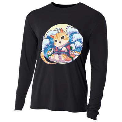 Cat Sushi Japanese Anime Kawaii Neko Cooling Performance Long Sleeve Crew