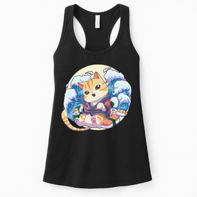 Cat Sushi Japanese Anime Kawaii Neko Womens Tank Top