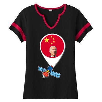 Chinese Spy Joe Biden Balloon Funny Ladies Halftime Notch Neck Tee