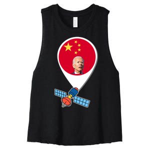 Chinese Spy Joe Biden Balloon Funny Women's Racerback Cropped Tank