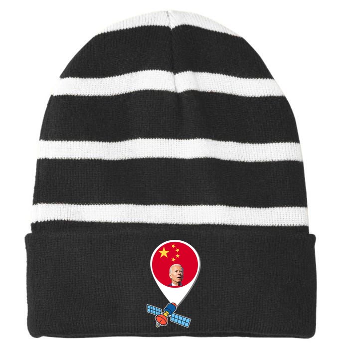 Chinese Spy Joe Biden Balloon Funny Striped Beanie with Solid Band