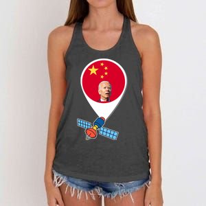 Chinese Spy Joe Biden Balloon Funny Women's Knotted Racerback Tank