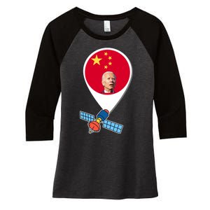 Chinese Spy Joe Biden Balloon Funny Women's Tri-Blend 3/4-Sleeve Raglan Shirt