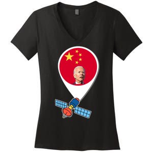 Chinese Spy Joe Biden Balloon Funny Women's V-Neck T-Shirt