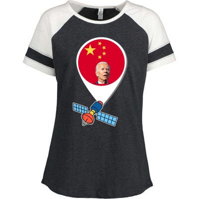 Chinese Spy Joe Biden Balloon Funny Enza Ladies Jersey Colorblock Tee