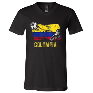 Colombia Soccer Jersey Fan Gallery Cheer Lady Mom Family V-Neck T-Shirt