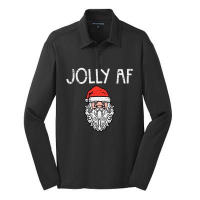 Christmas Santa Jolly Funny Xmas Holiday Humor Silk Touch Performance Long Sleeve Polo