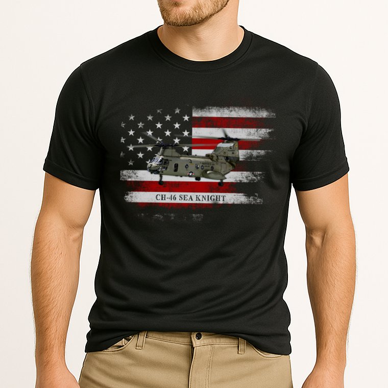 Ch46 Sea Knight Helicopter Usa Flag Helicopter Pilot Funny Gift Cooling Performance Crew T-Shirt