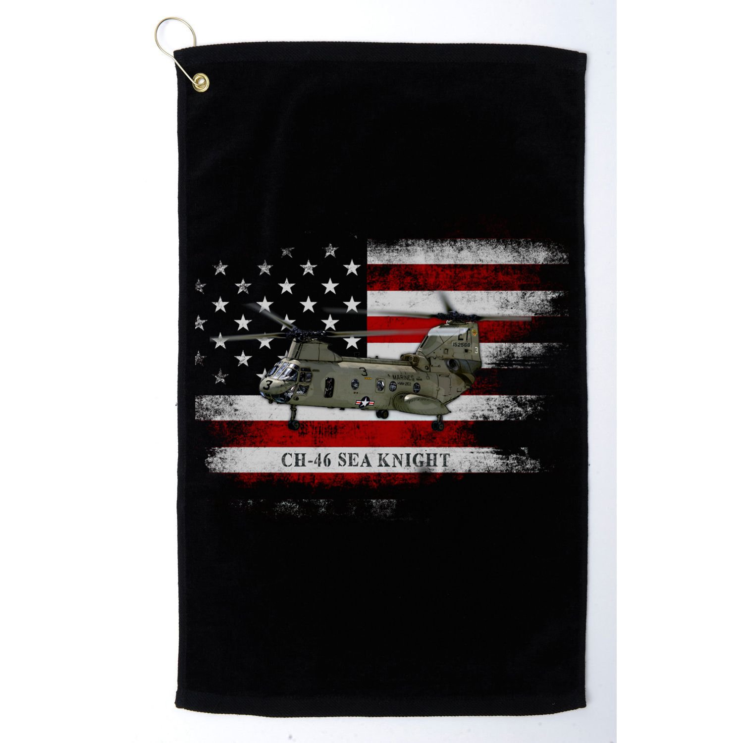 Ch46 Sea Knight Helicopter Usa Flag Helicopter Pilot Funny Gift Golf Towel