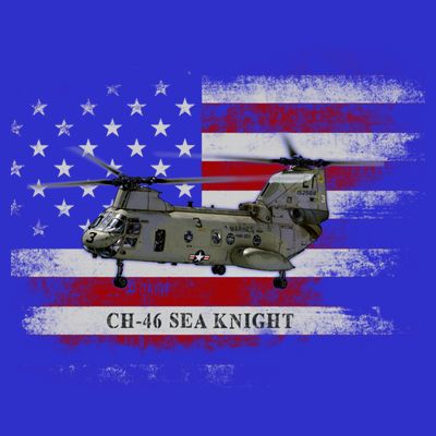 Ch46 Sea Knight Helicopter Usa Flag Helicopter Pilot Funny Gift T-Shirt