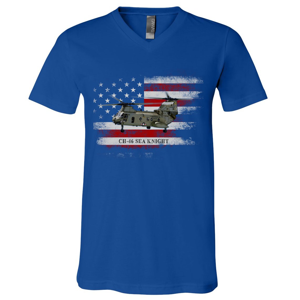Ch46 Sea Knight Helicopter Usa Flag Helicopter Pilot Funny Gift V-Neck T-Shirt