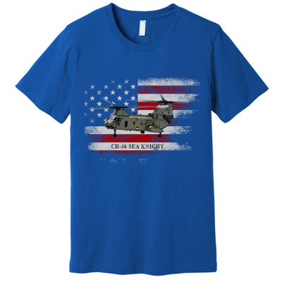 Ch46 Sea Knight Helicopter Usa Flag Helicopter Pilot Funny Gift Premium T-Shirt