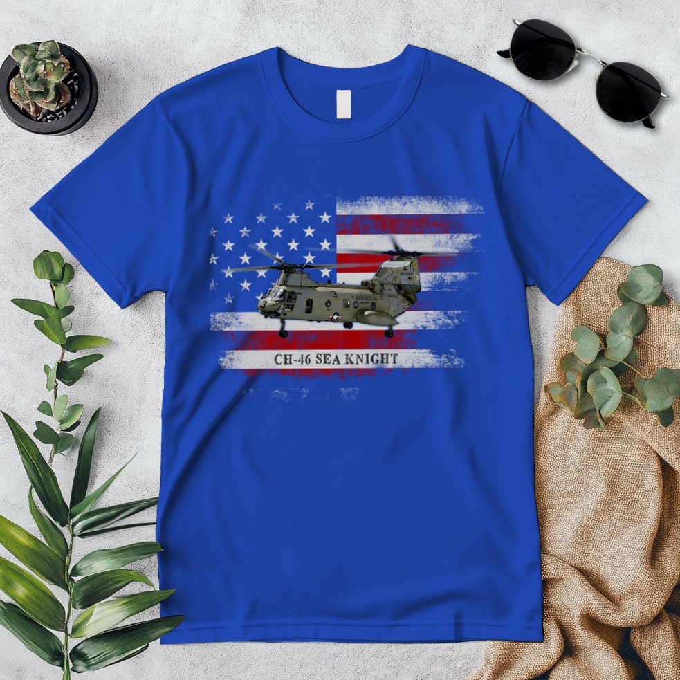 Ch46 Sea Knight Helicopter Usa Flag Helicopter Pilot Funny Gift Premium T-Shirt