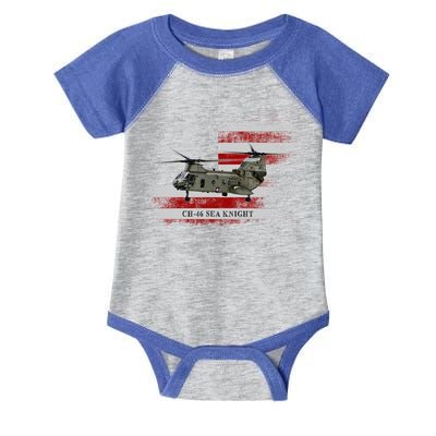 Ch46 Sea Knight Helicopter Usa Flag Helicopter Pilot Funny Gift Infant Baby Jersey Bodysuit