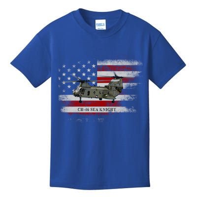 Ch46 Sea Knight Helicopter Usa Flag Helicopter Pilot Funny Gift Kids T-Shirt