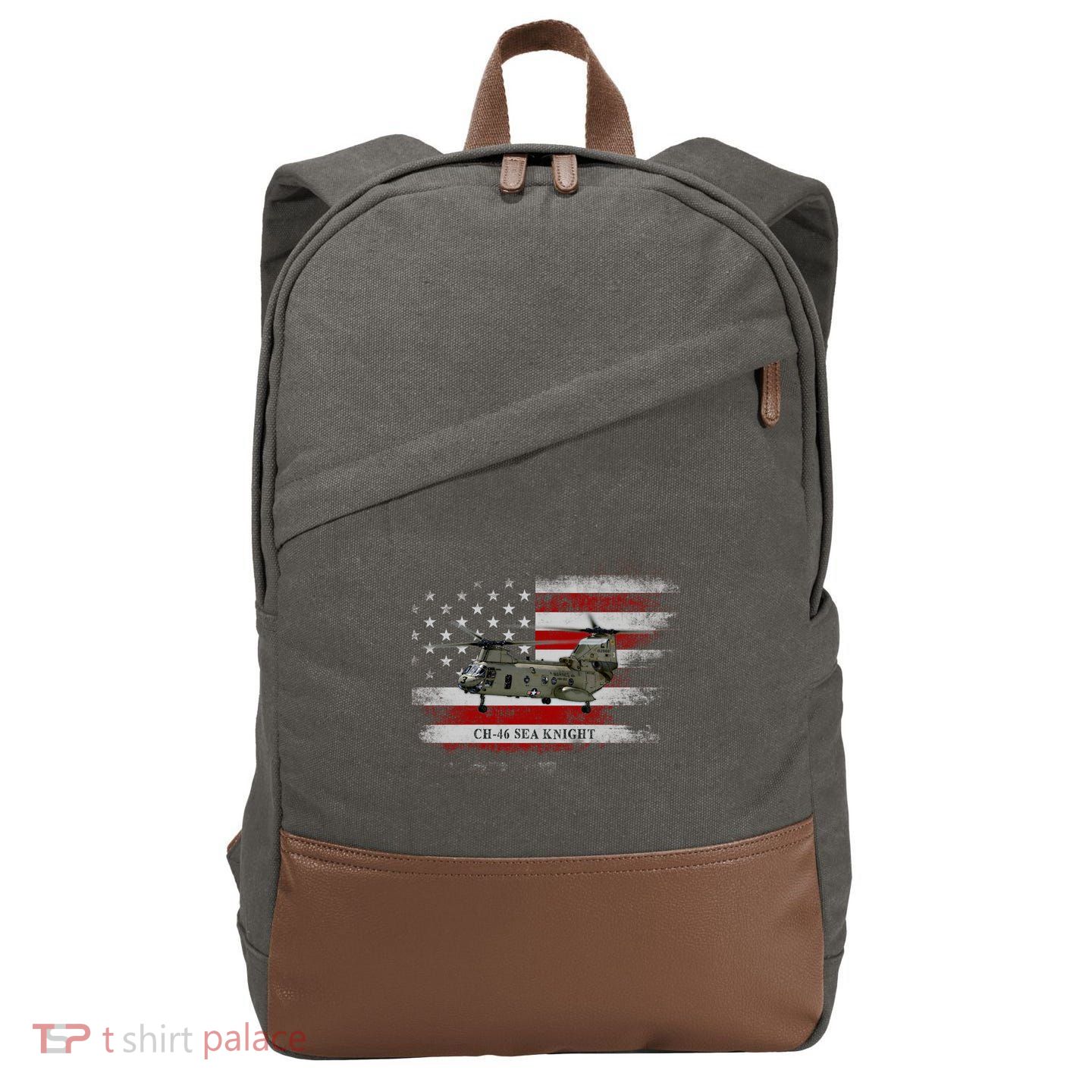 Ch46 Sea Knight Helicopter Usa Flag Helicopter Pilot Funny Gift Cotton Canvas Backpack