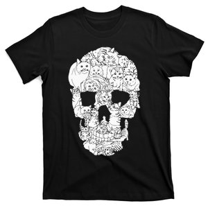 Cat Skull Kitty Skeleton Halloween Goth Punk Emo Gift T-Shirt