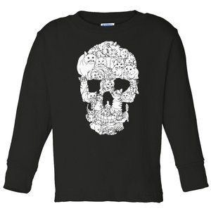 Cat Skull Kitty Skeleton Halloween Goth Punk Emo Gift Toddler Long Sleeve Shirt