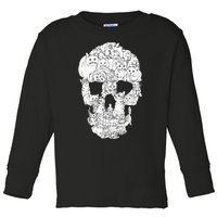 Cat Skull Kitty Skeleton Halloween Goth Punk Emo Gift Toddler Long Sleeve Shirt