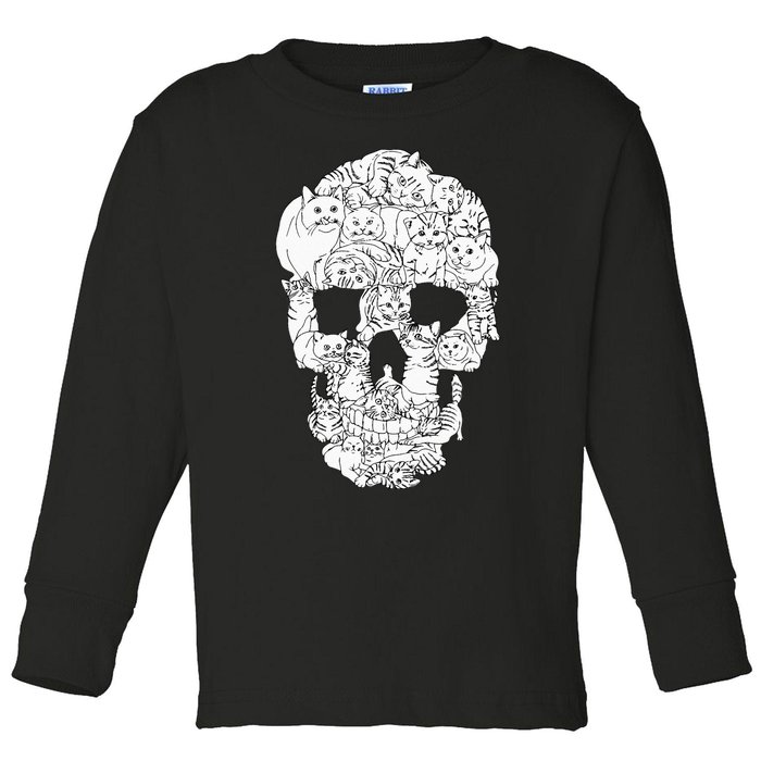 Cat Skull Kitty Skeleton Halloween Goth Punk Emo Gift Toddler Long Sleeve Shirt