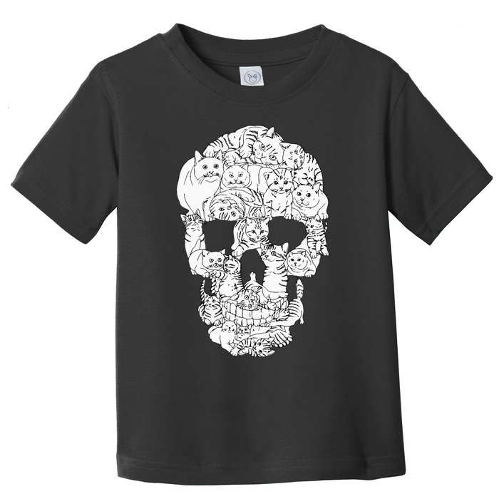 Cat Skull Kitty Skeleton Halloween Goth Punk Emo Gift Toddler T-Shirt