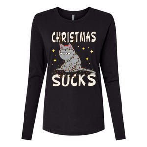 Christmas Sucks Kitty Merry Christmas Cat Gift Womens Cotton Relaxed Long Sleeve T-Shirt