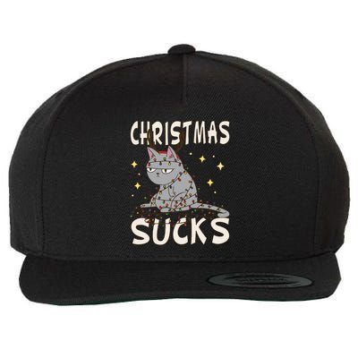 Christmas Sucks Kitty Merry Christmas Cat Gift Wool Snapback Cap