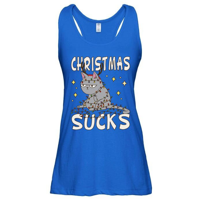 Christmas Sucks Kitty Merry Christmas Cat Gift Ladies Essential Flowy Tank