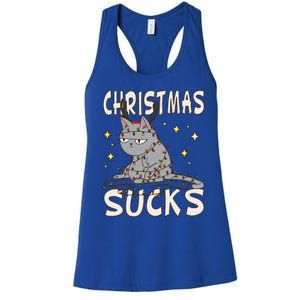 Christmas Sucks Kitty Merry Christmas Cat Gift Women's Racerback Tank