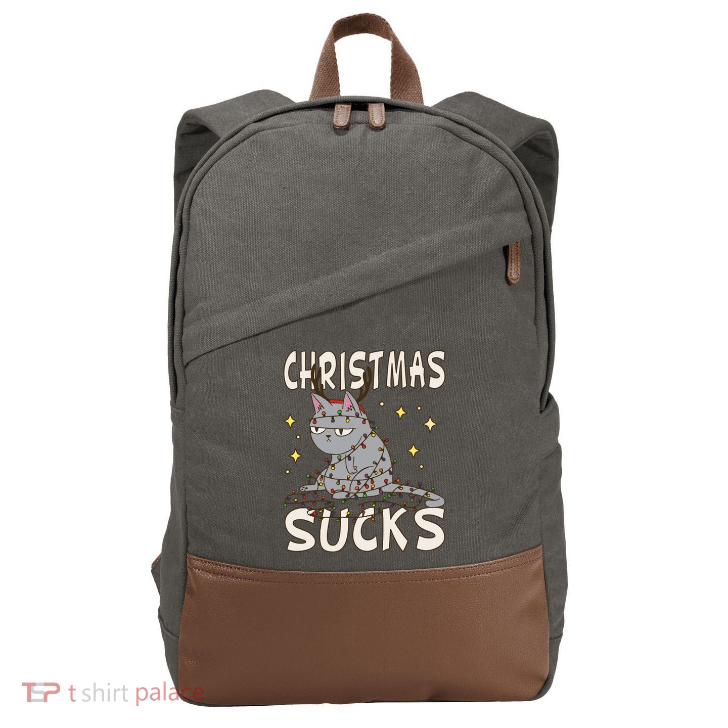 Christmas Sucks Kitty Merry Christmas Cat Gift Cotton Canvas Backpack
