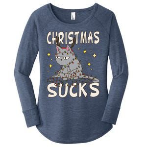 Christmas Sucks Kitty Merry Christmas Cat Gift Women's Perfect Tri Tunic Long Sleeve Shirt