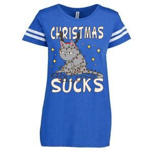 Christmas Sucks Kitty Merry Christmas Cat Gift Enza Ladies Jersey Football T-Shirt