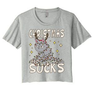 Christmas Sucks Kitty Merry Christmas Cat Gift Women's Crop Top Tee