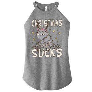 Christmas Sucks Kitty Merry Christmas Cat Gift Women's Perfect Tri Rocker Tank