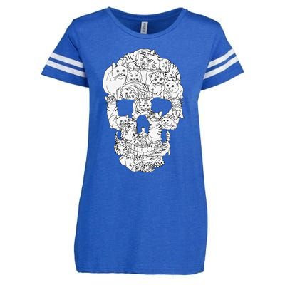 Cat Skull Kitty Skeleton Halloween Goth Punk Emo Gift Enza Ladies Jersey Football T-Shirt