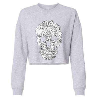 Cat Skull Kitty Skeleton Halloween Goth Punk Emo Gift Cropped Pullover Crew