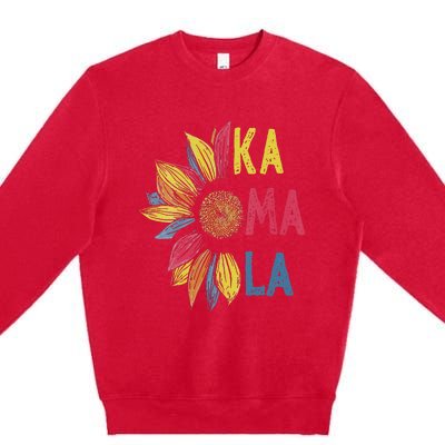 Colorful Sunflower Kamala Harris Premium Crewneck Sweatshirt