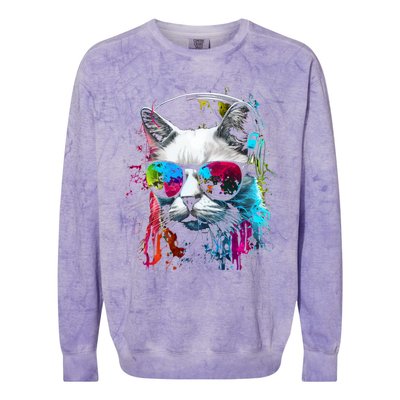 Cat Sunglasses Kitten Cat Love Cat Owner Colorblast Crewneck Sweatshirt